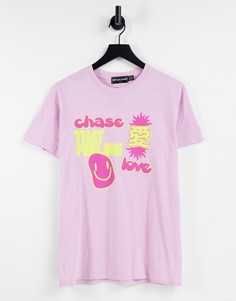 Oversized-футболка с графическим принтом New Girl Order-Фиолетовый цвет