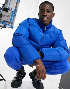 Пуховик синего кобальтового цвета ASOS DESIGN-Голубой