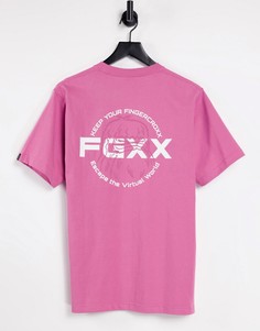 Розовая футболка с принтом на спине Fingercroxx-Розовый цвет