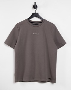 Бежево-серая футболка с логотипом Mauvais-Серый