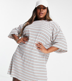 Платье-футболка в полоску и в рубчик Urban Threads Plus-Разноцветный