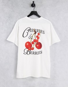 Белая футболка с принтом "Cherries & Berries" Vintage Supply-Белый
