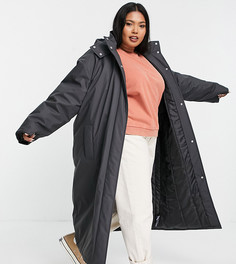 Темно-серый утепленный и прорезиненный дождевик ASOS DESIGN Curve-Светло-бежевый цвет
