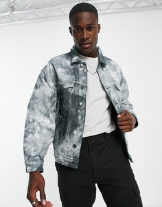 Черная куртка в стиле oversized с принтом тай-дай River Island-Черный цвет