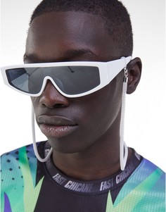 Солнцезащитные очки в белой оправе с цепочкой Bershka-Белый