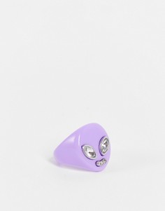 Сиреневое пластиковое кольцо с лицом пришельца ASOS DESIGN-Фиолетовый цвет