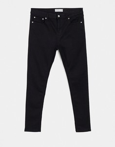Черные супероблегающие джинсы из органического хлопка Topman-Черный цвет