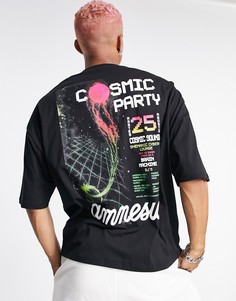 Черная oversized-футболка с принтом Amnesia Ibiza и постером в винтажном стиле ASOS DESIGN-Черный цвет