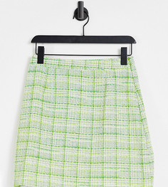 Зеленая твидовая юбка от комплекта в клетку Missguided-Зеленый цвет