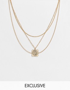 Золотистое ярусное ожерелье в стиле унисекс с подвеской со Св. Христофором Reclaimed Vintage Inspired-Золотистый