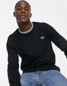 Черный лонгслив с двойным кантом Fred Perry-Черный цвет