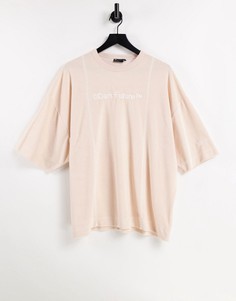 Махровая oversized-футболка светло-розового цвета с акцентными швами ASOS Dark Future-Розовый цвет
