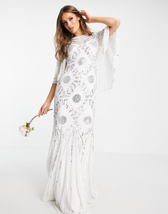 Свадебное белое платье с декоративной отделкой и рукавами кимоно Virgos Lounge-Белый