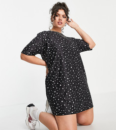 Платье-футболка с принтом звезд Urban Threads Plus-Черный цвет