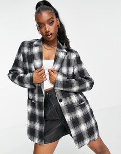 Удлиненный блейзер в монохромную клетку от комплекта Heartbreak-Черный цвет