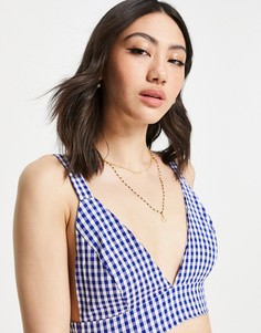 Синий бралетт в клетку от комплекта Heartbreak-Голубой