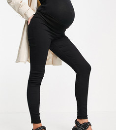 Черные зауженные джинсы со вставкой поверх живота Topshop Maternity Joni-Черный