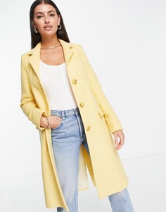 Классическое желтое пальто из пряжи с добавлением шерсти Helene Berman-Желтый