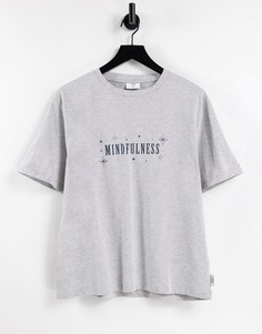 Серая футболка для дома с надписью "Mindfulness" Chelsea Peers-Серый