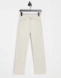 Светло-бежевые джинсы до щиколотки с завышенной талией и необработанным краем штанин Dr Denim Aiko-Белый