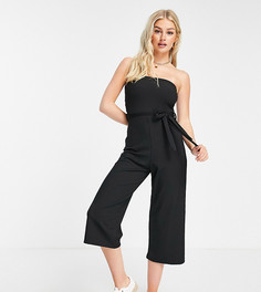 Черный комбинезон-бандо в рубчик Miss Selfridge Petite-Черный цвет