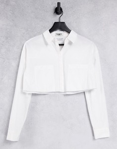 Белая укороченная рубашка из поплина от комплекта Bershka-Белый