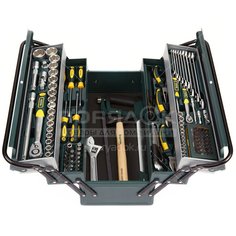 Набор слесарных инструментов Kraftool, Grand-131, 1/2", 1/4", CrV сталь, металлический ящик, 131 шт