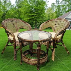 Мебель садовая Диана, стол, 61.5х62.2 см, 2 кресла, подушка беж