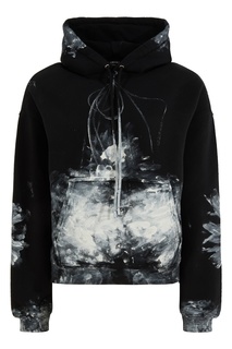 Черное худи с белым принтом Balenciaga