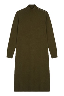 Прямое платье из трикотажа цвета хаки Maje