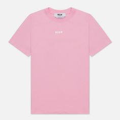 Женская футболка MSGM Micrologo Basic Crew Neck, цвет розовый, размер M
