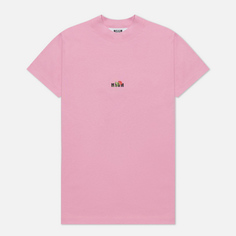 Женская футболка MSGM Micrologo Rose Flower Crew Neck, цвет розовыйS