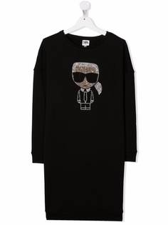 Karl Lagerfeld Kids платье-свитер с декором K/Ikonic