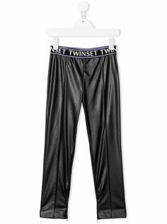 TWINSET Kids брюки скинни из искусственной кожи