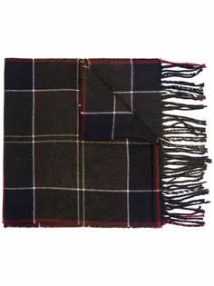 Barbour клетчатый шарф с бахромой