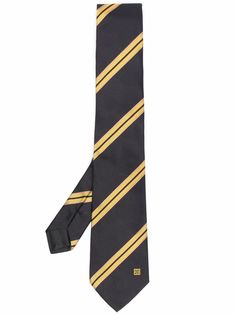 Givenchy шелковый галстук в полоску с логотипом 4G