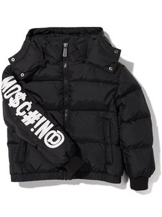 Moschino Kids пуховик на молнии с принтом Symbol