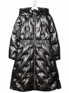 Emporio Armani Kids пуховик с тисненым логотипом