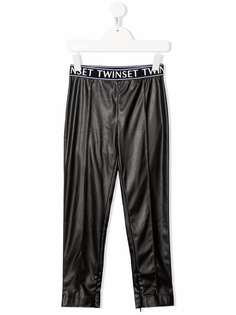 TWINSET Kids брюки скинни из искусственной кожи