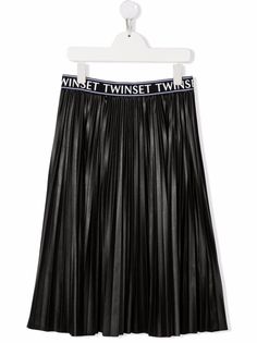 TWINSET Kids плиссированная юбка из искусственной кожи