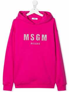 MSGM Kids худи с логотипом и блестками