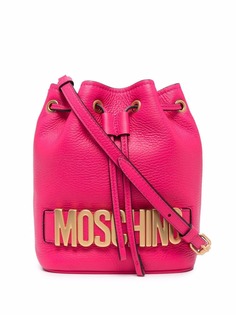 Moschino logo leather bucket bag