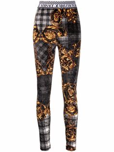 Versace Jeans Couture легинсы в клетку тартан с принтом Baroque
