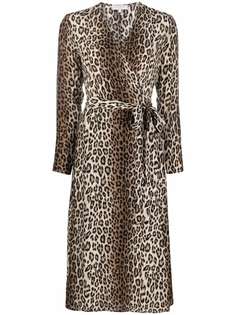 Antonelli шелковое платье миди с леопардовым принтом