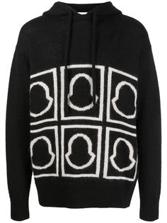 Moncler худи вязки интарсия с логотипом