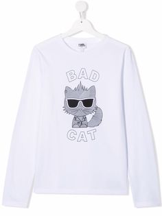 Karl Lagerfeld Kids топ Bad Cat с длинными рукавами