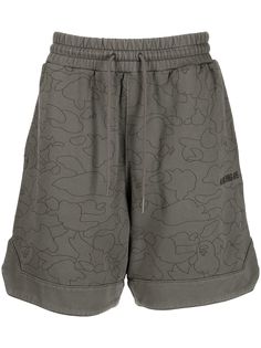 A BATHING APE® Camo Washed cotton track shorts