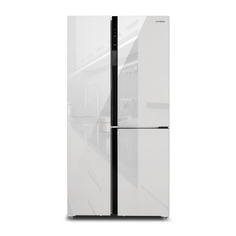 Холодильник HYUNDAI CS6073FV, трехкамерный, белое стекло