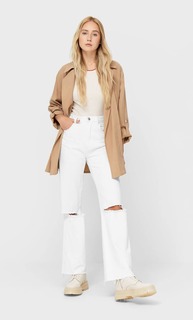 Stradivarius Тренч Из Струящейся Ткани Бежевый L