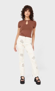 Stradivarius Рубашка Из Эластичной Ткани С Декоративным Вырезом Multicolor Xs